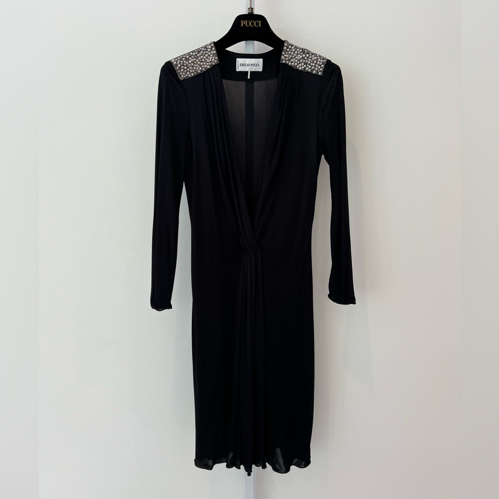 EMILIO PUCCI BLACK EMBELLISHED DRESS SIZE IT 40 / US 6